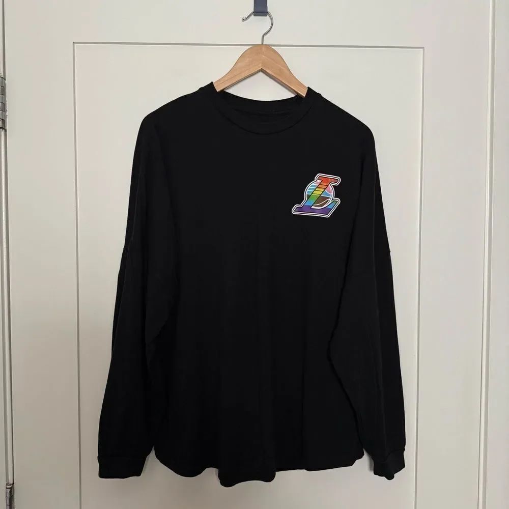 Los Angeles LA Lakers Pride T-Shirt Mens Sz XL Black 100% Ring Spun Cotton